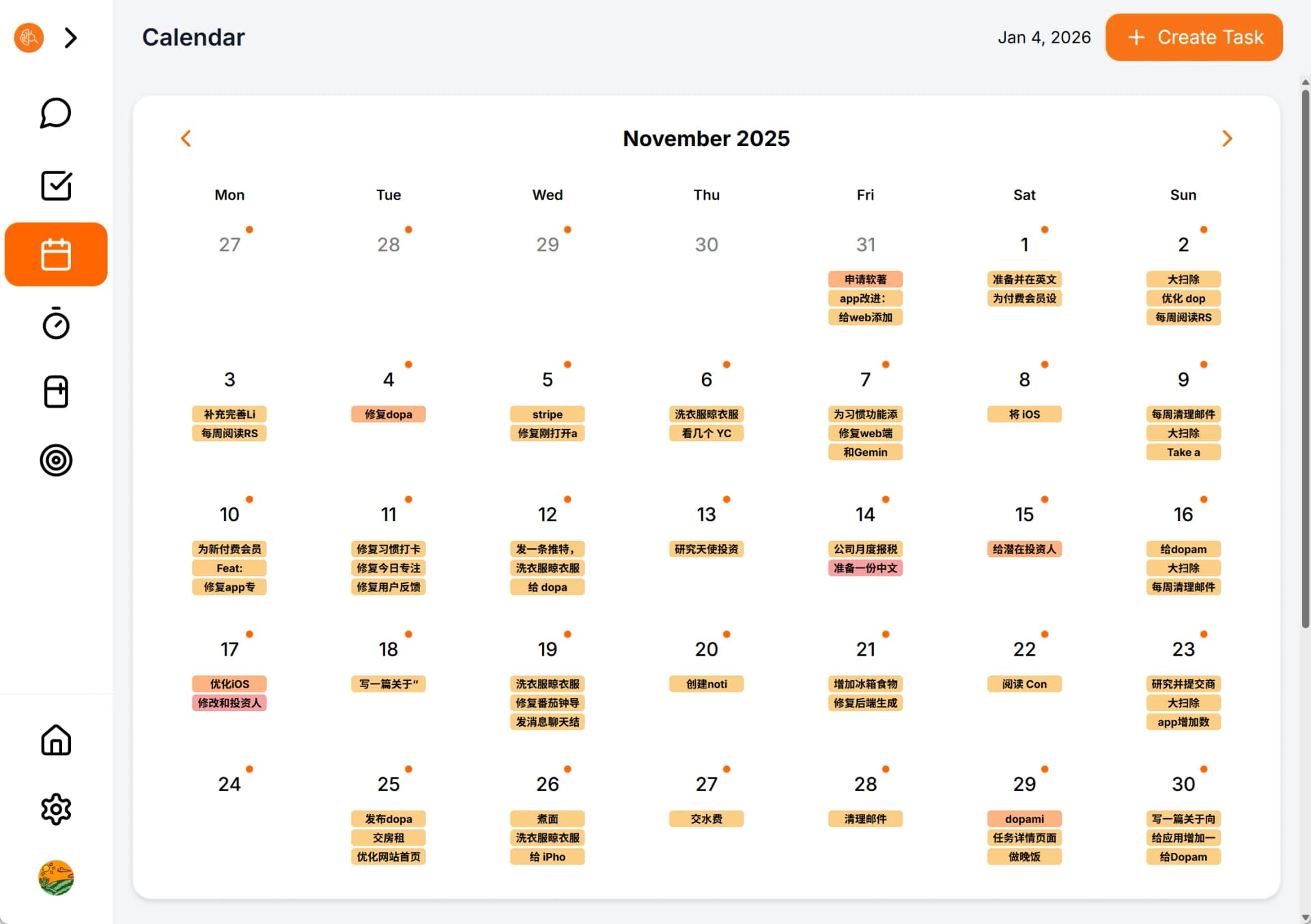 A month view that makes time visible