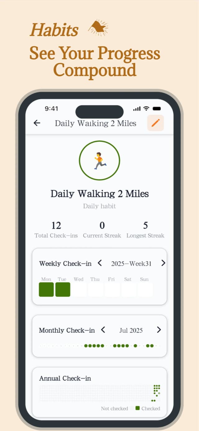 Habit formation and tracking functionality
