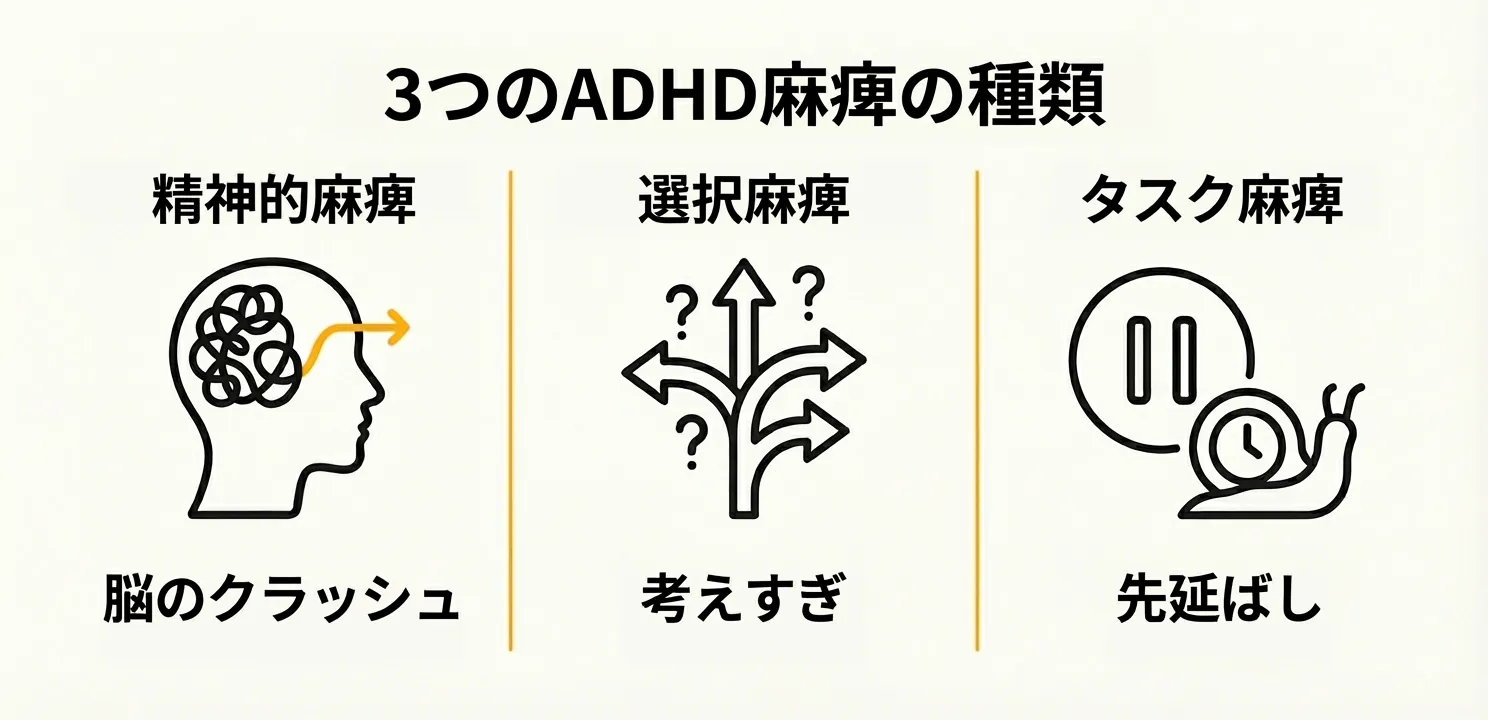 ADHD麻痺の3つのタイプ