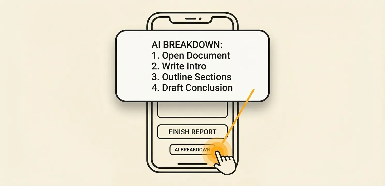 Task being broken down into micro-steps using Dopamind AI