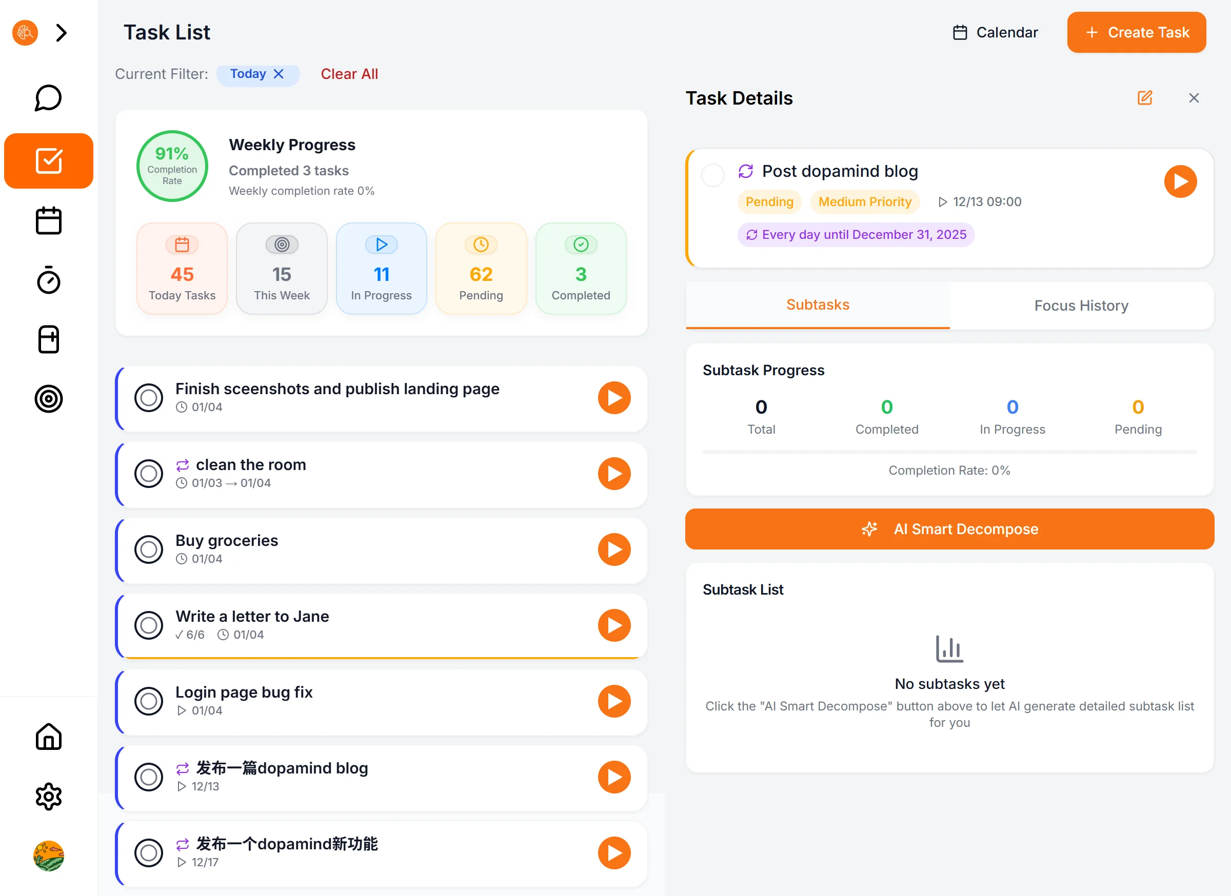 AI Task Breakdown Interface